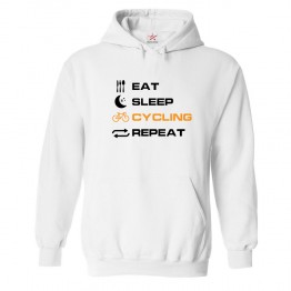Eat Sleep Cycling Repeat Kids and Adults Trendy Pull Over Hoodie for Cyclers and Bicycle Lovers 